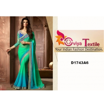 Silver Screen Party Wear Saree Heavy Blouse - BLUISH GREEN