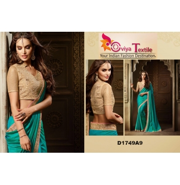 PARTY WEAR SAREE TREND SETTER - SHINY GREEN GOLD