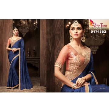 INDIGO WORKED DESIGNER SAREE 