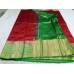 Kanchipuram Rawsilk Elephant Border Contrast Saree Bahubali - Maroon x Green