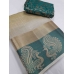 TUSSAR SILK SARTIN PEACOCK BORDER CHITPALLU SAREE(WITH EXTRA BLOUSE)