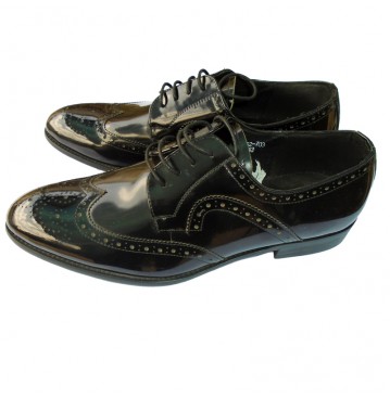 David Wej   leather brogue shoe - black