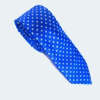 Blue tie dotted with white