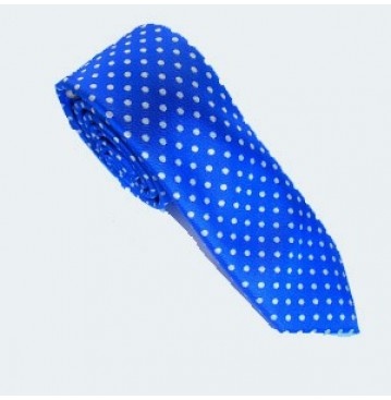 Blue tie dotted with white