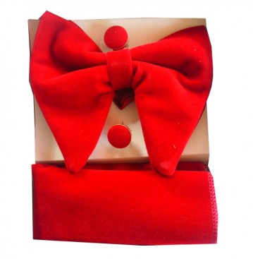 Butterfly bow tie with cufflinks- red