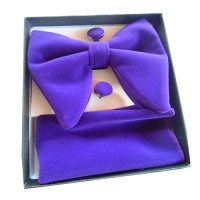 Butterfly bow tie with cufflinks-purple