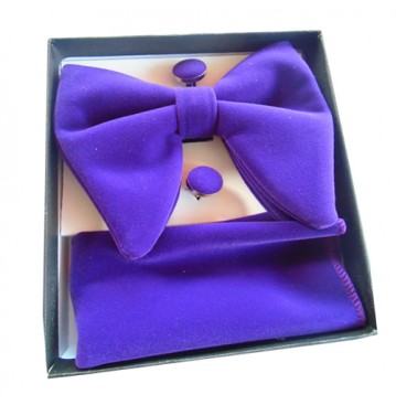 Butterfly bow tie with cufflinks-purple