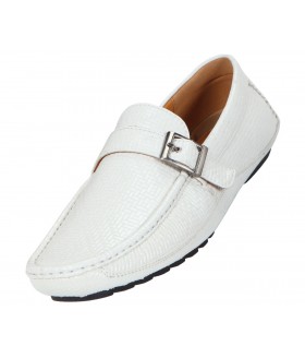 Amali Cream Driving Moccasin w/Silver Buckle Ruben-006