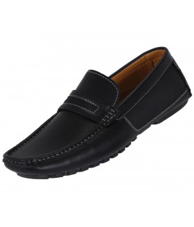 Amali Jaron Black Smooth Nylon Penny Loafer