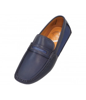 Amali Jaron Navy Smooth Nylon Penny Loafer