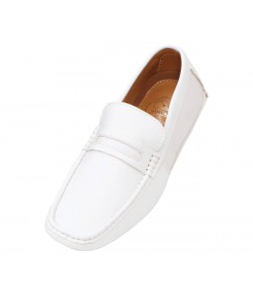 Amali Jaron White Smooth Nylon Penny Loafer