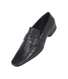 Amali Mens Black Classic Slip-On Loafers: Style 8018 Black-000