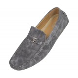 Amali Mens Grey Driving Loafer w/ Silver Ornament andamp; Contrast Stitch: Tye-011