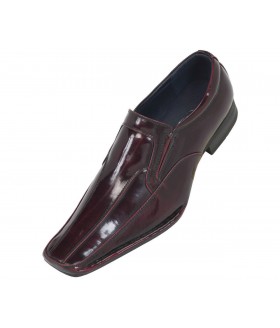 Amali Mens Red Wine Slip on Brushed Dress Shoe with Square Toe: 2672-005