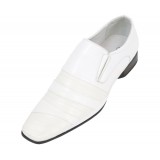 Amali Mens Smooth White Folded Vamp Contemporary Slip On: Style 2837-007