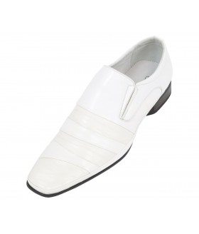 Amali Mens Smooth White Folded Vamp Contemporary Slip On: Style 2837-007