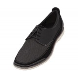 Amali Style 2857 Black Linen Lace Up Boat Shoe