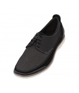 Amali Style 2857 Black Linen Lace Up Boat Shoe