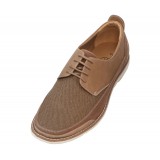 Amali Style 2857 Tan Linen Lace Up Boat Shoe