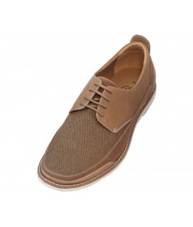 Amali Style 2857 Tan Linen Lace Up Boat Shoe