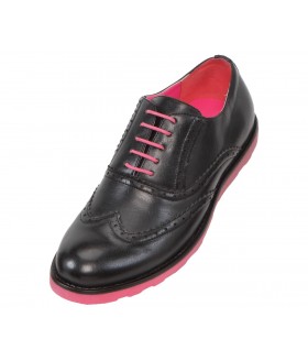 Amali Style 2875 Black andamp; Fuschia Wingtip Oxford