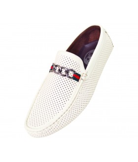 Amali Style Miles in White Perforated Loafer