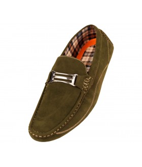 Amali Style Miramar in Olive Microfiber Loafer