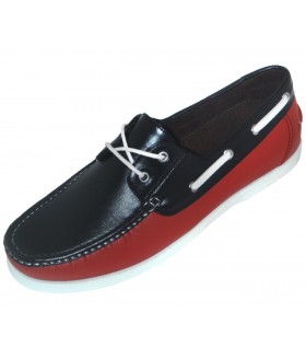 Amali Style Tiloo Red andamp; Black Lace Up Boat Shoe