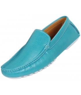 Amali Style Zeki Turquoise Croc Print Loafer