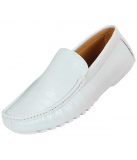 Amali Style Zeki White Croc Print Loafer