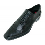 Bolano Bowman Black Wingtip Croc Print Oxford