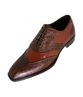 Bolano Bowman Rust Wingtip Croc Print Oxford 215