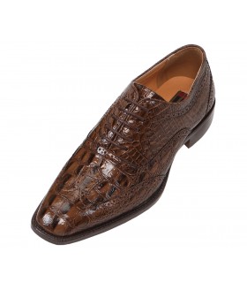 Bolano Bryce Brown Croc Print Oxford Wingtip