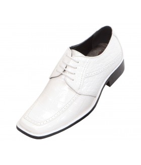 Bolano Crag Wide Width White Croc Print Oxford