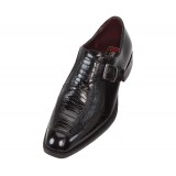 Bolano Guto Black Ostrich Leg Print Monk Strap