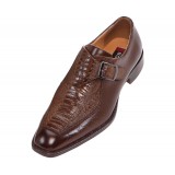 Bolano Guto Brown Ostrich Leg Print Monk Strap