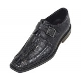 Bolano Mens Black Croc Hornback Print Dress Monk Strap : Addison-000