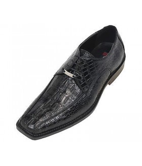 Bolano Mens Black Croco Hornback Print Dress Oxford: Boynton-000