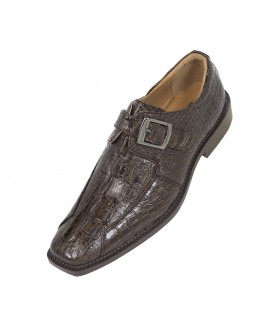 Bolano Mens Brown Fudge Croc Hornback Print Dress Monk Strap: Addison-065