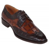 Bolano Mens Brown andamp; Rust Wingtip Croco Embossed Dress Shoes: Style 5916-065