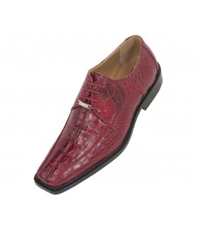 Bolano Mens Red Crocodile Hornback Print Dress Oxford: Boynton-005