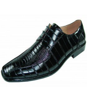 Bolano Style 1163 Black Ostrich Leg Eel Print Oxford