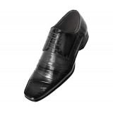 Bolano Style 2876 Black Smooth Contemporary Folded Vamp Oxford