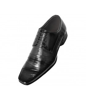 Bolano Style 2876 Black Smooth Contemporary Folded Vamp Oxford