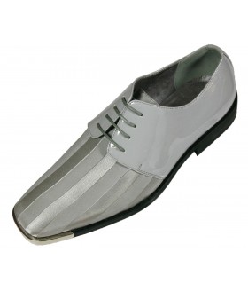 Bolano Style 5205 Grey Striped Satin w/Silver Tip