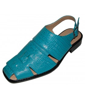 Bolano Style 7355 Turquoise Croc Cut Out Sandal