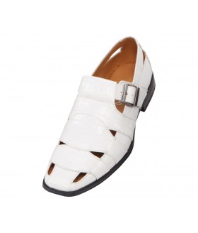 Bolano White Open Toe Croc Print Sandle