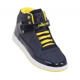 Pelle Pelle Mens High Top Navy and Yellow Sneaker : Pointguard-040