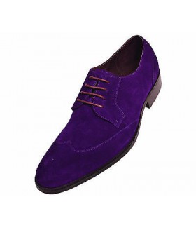 Steven Land SL338 Purple Genuine Suede Wingtip Oxford Shoes