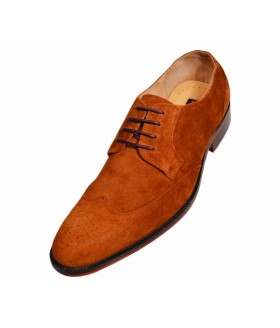 Steven Land SL338 Tan Genuine Suede Wingtip Oxford Shoes